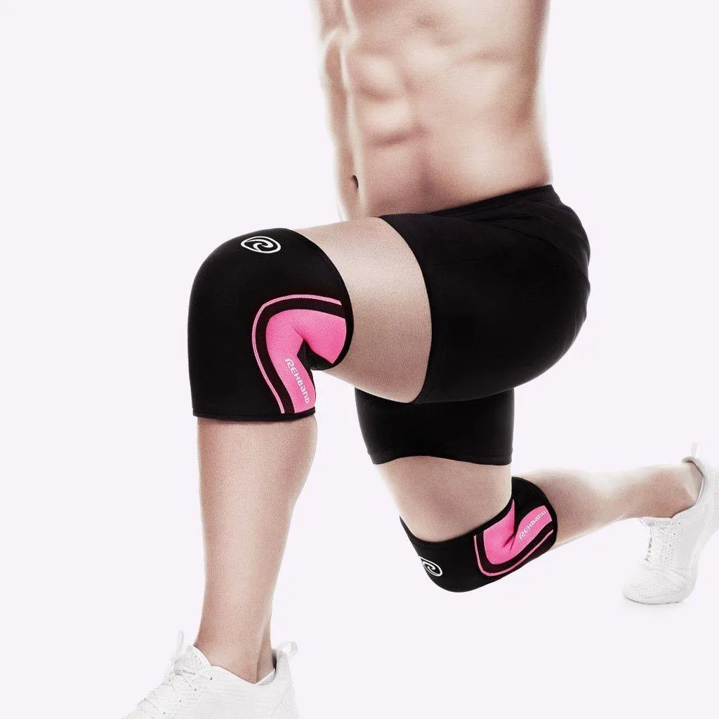 Rehband RX Knee Sleeves - 5mm - Black/Pink - PAIR