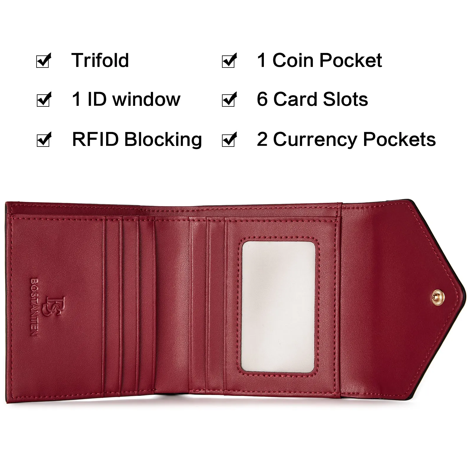 Rozenn Small Bifold Wallet with Card Case for Women in Leather