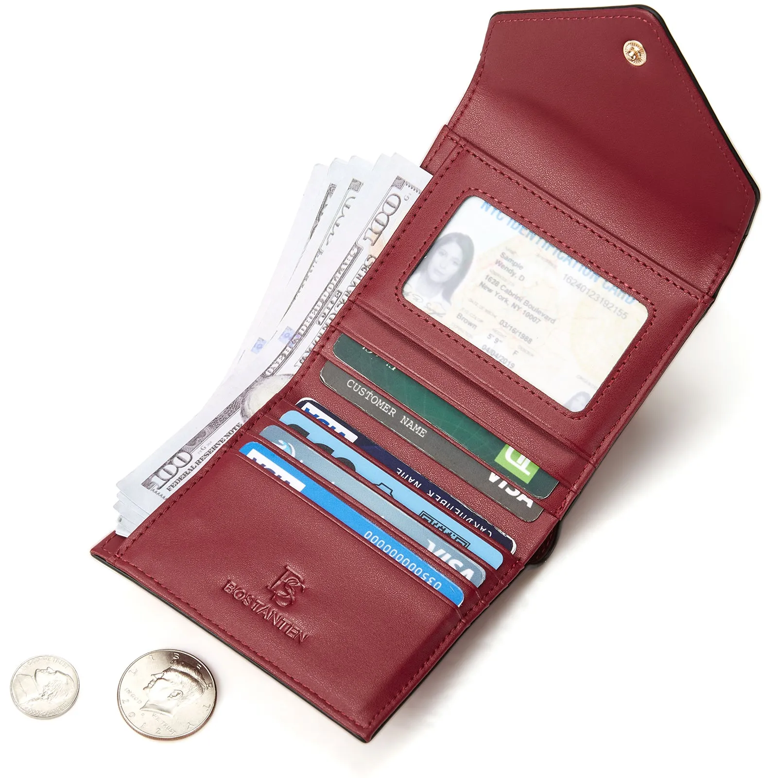 Rozenn Small Bifold Wallet with Card Case for Women in Leather