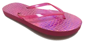 Sandals Ladies Flip Flop Solid Gel Strap Alligator Glow Classic Sandal, Pink, Black