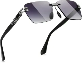 SUNGAIT Rimless Rectangle Sunglasses Square Frameless Shades for Men Women Y2K Vintage UV Protection