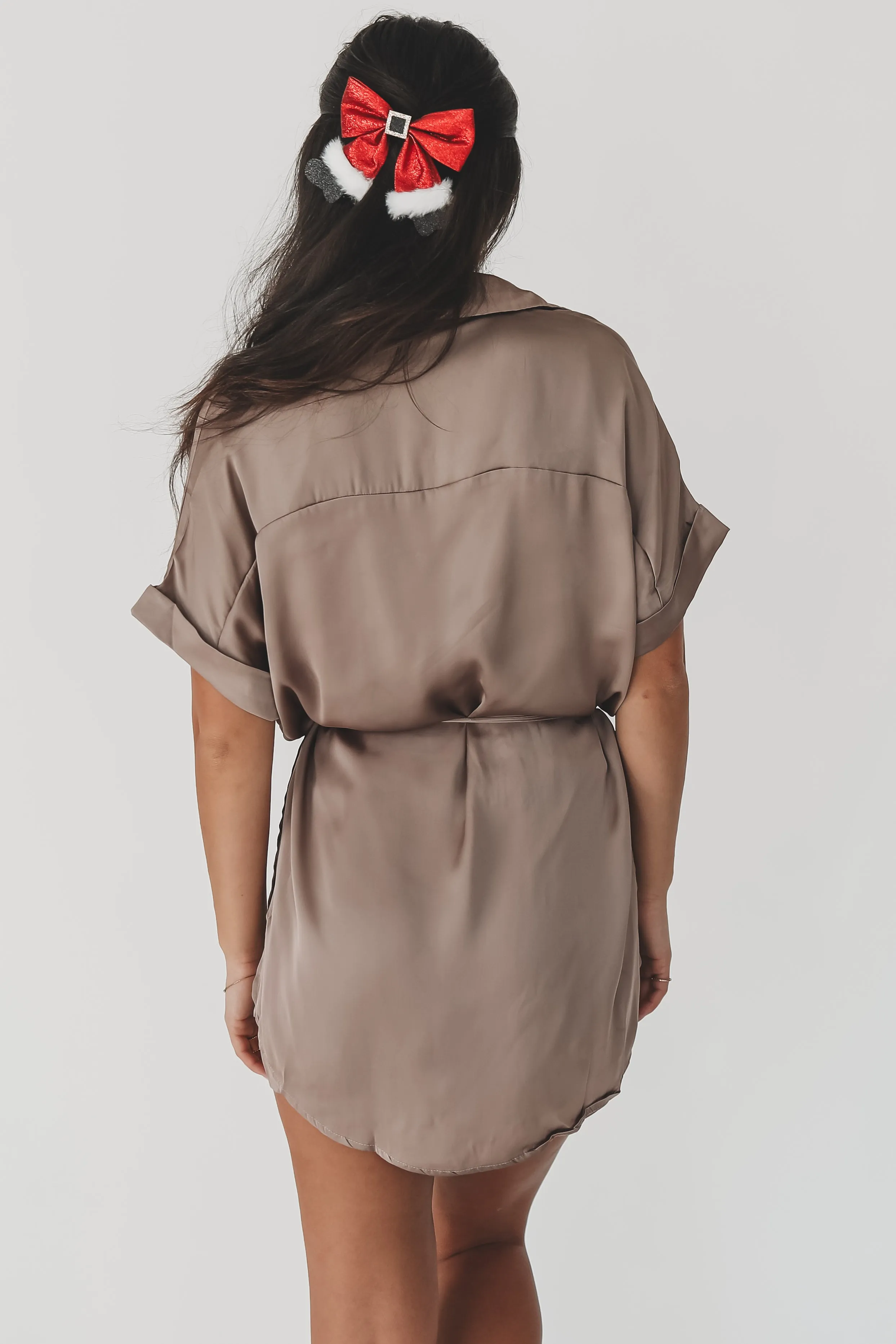 The Beverly Satin Short Sleeve Romper Dress
