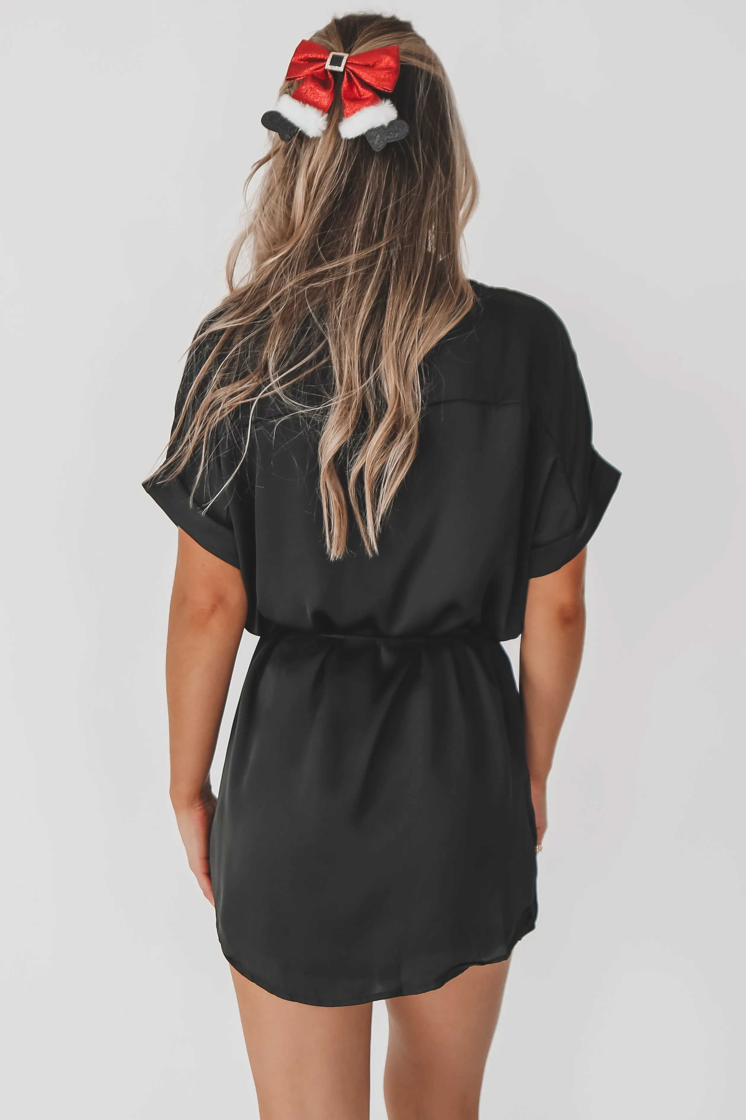 The Beverly Satin Short Sleeve Romper Dress