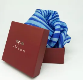 Ultra Marine Blue Colour Story Geometric Printed Pure Silk Pocket Square.