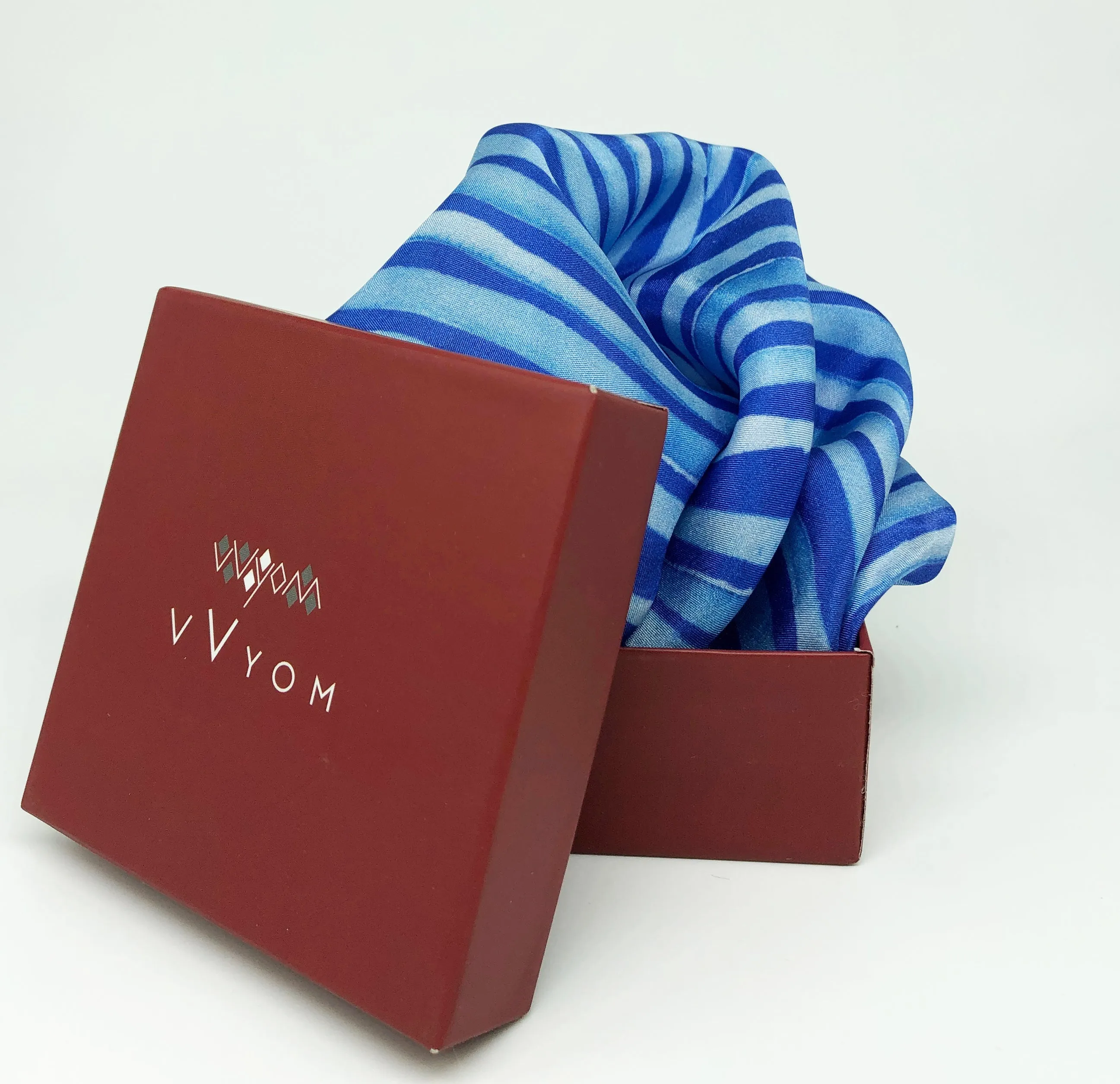 Ultra Marine Blue Colour Story Geometric Printed Pure Silk Pocket Square.