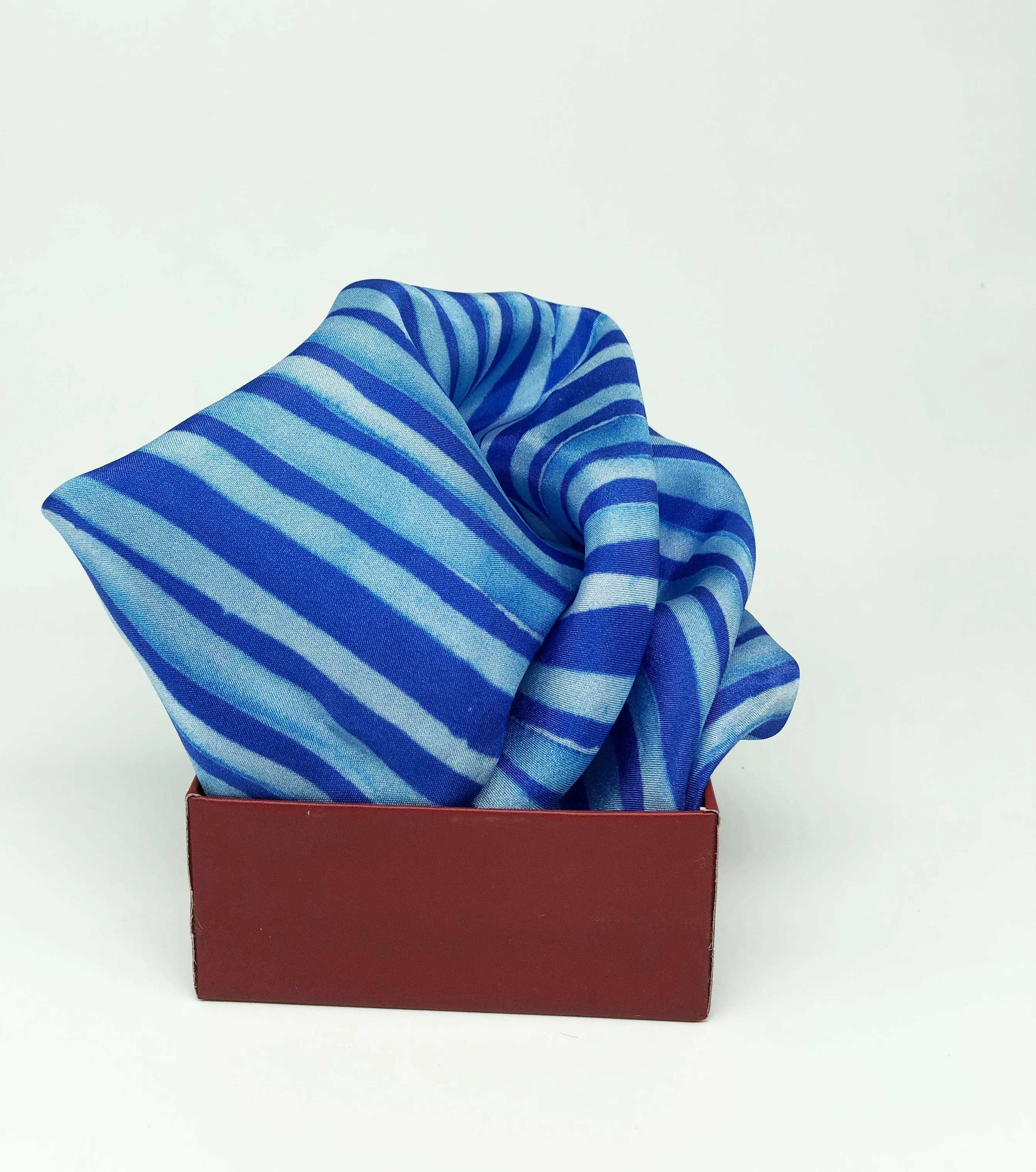 Ultra Marine Blue Colour Story Geometric Printed Pure Silk Pocket Square.