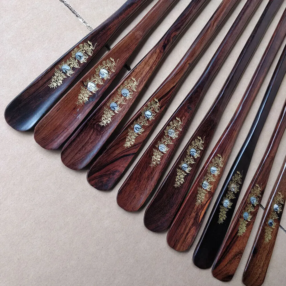 US 1-2 Pcs Extra Long Handle Shoehorn Shoe Horn AID Stick Wooden 55cm 21.5''