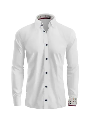 Vercini White Shirt with Patterned Cuff