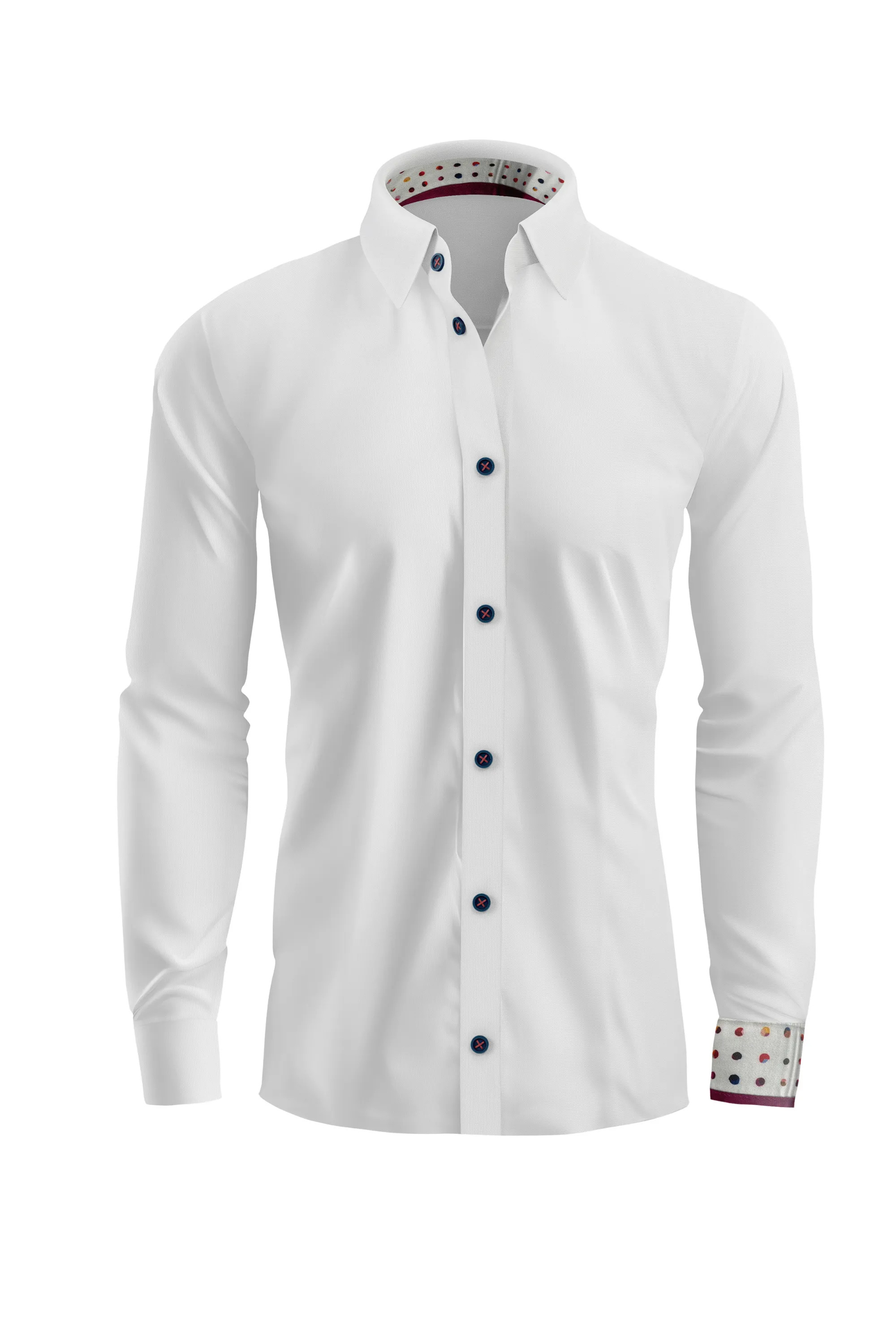 Vercini White Shirt with Patterned Cuff