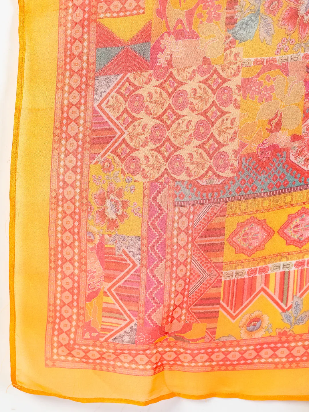 Vibrant Yellow Printed Kurta Trouser Set with Dupatta