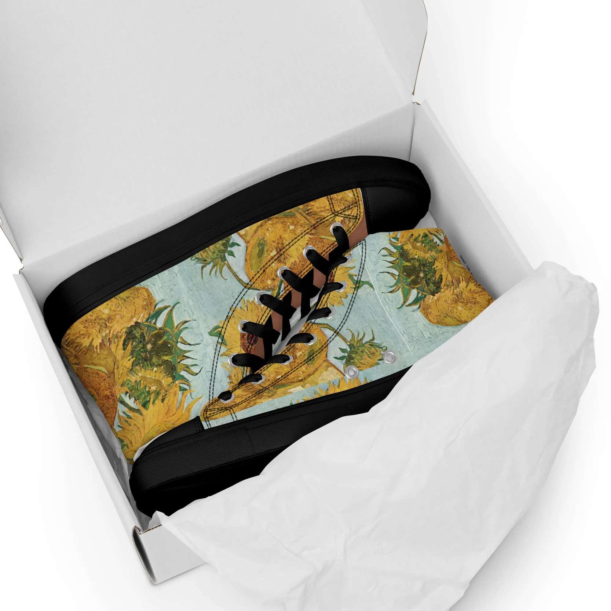 Women’s artistic Van Gogh Inspired Sunflowers high top canvas shoes