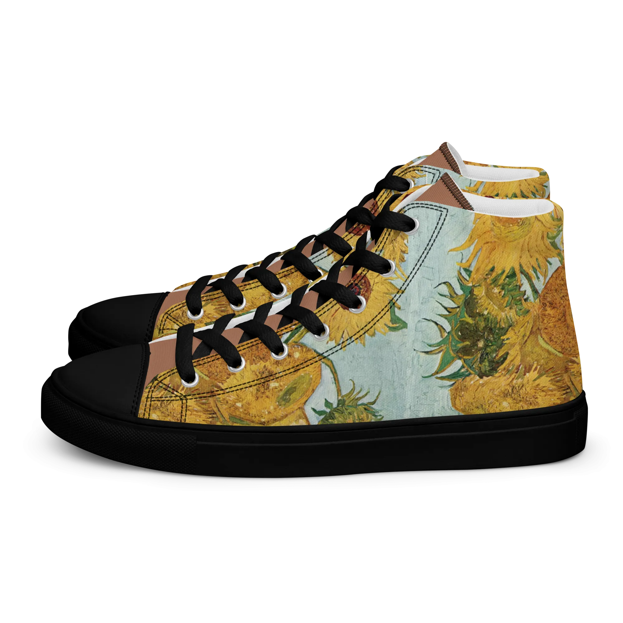 Women’s artistic Van Gogh Inspired Sunflowers high top canvas shoes