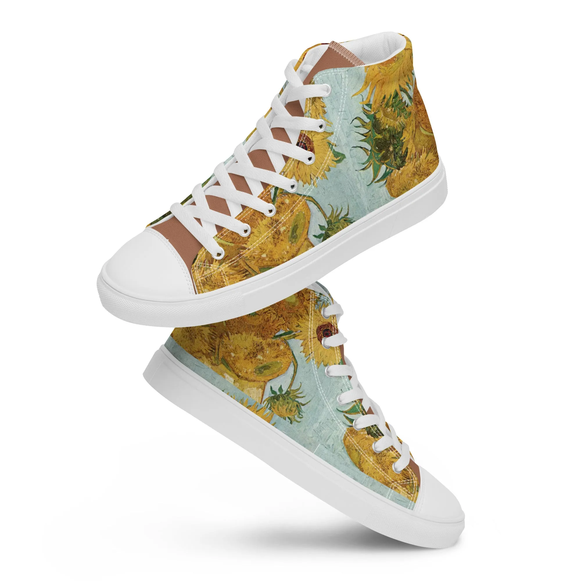 Women’s artistic Van Gogh Inspired Sunflowers high top canvas shoes