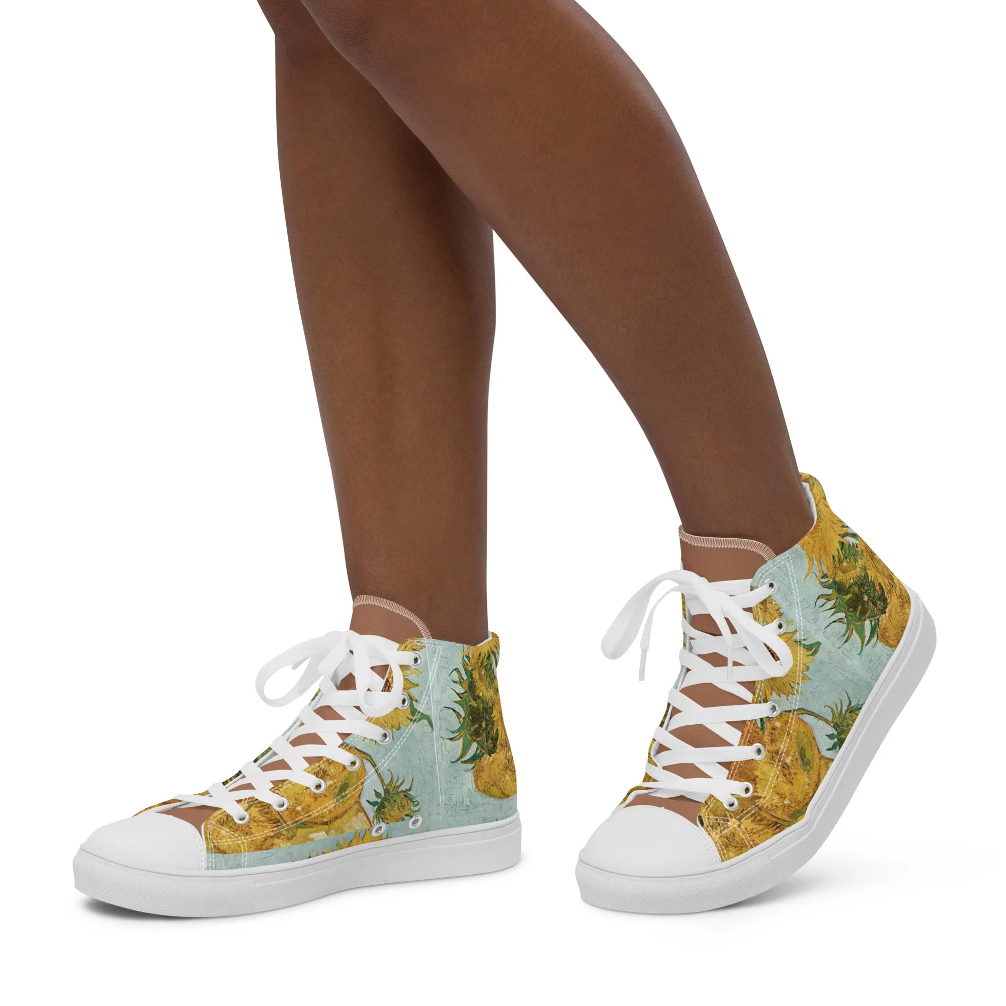 Women’s artistic Van Gogh Inspired Sunflowers high top canvas shoes