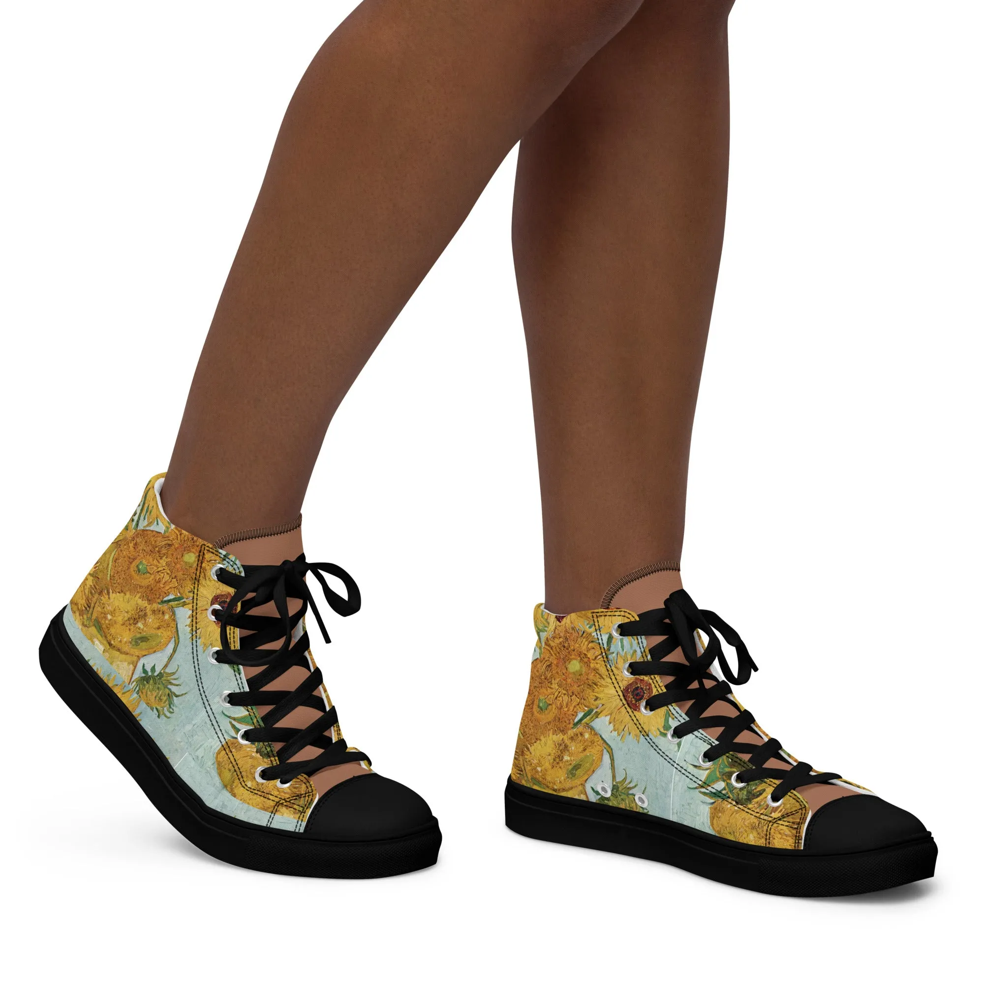 Women’s artistic Van Gogh Inspired Sunflowers high top canvas shoes