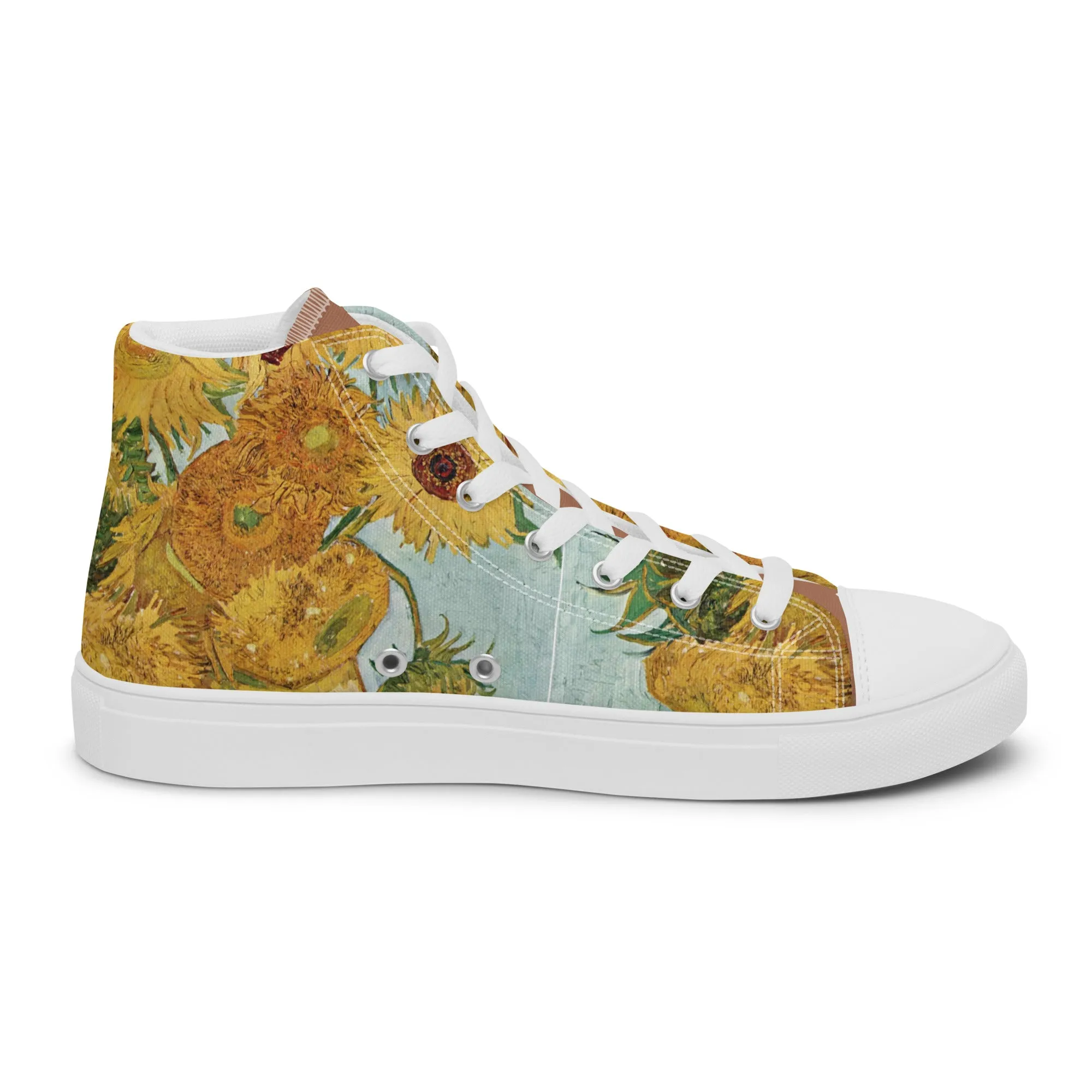 Women’s artistic Van Gogh Inspired Sunflowers high top canvas shoes