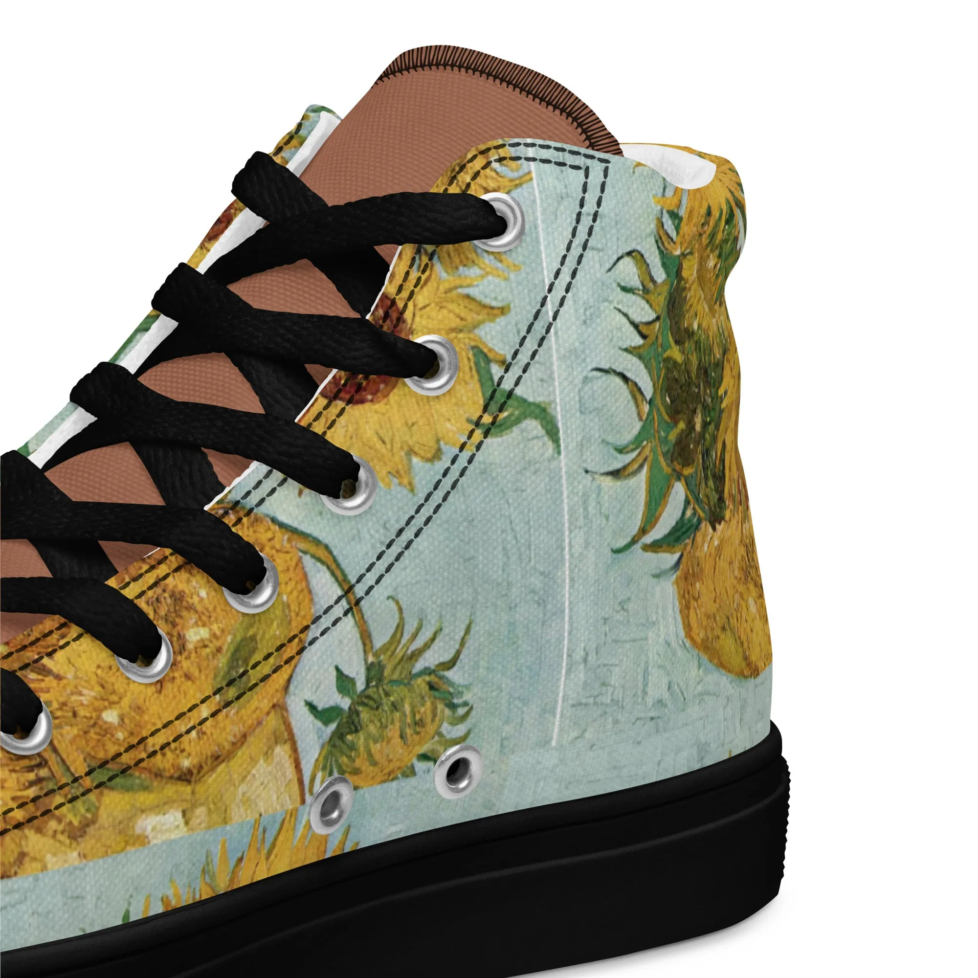 Women’s artistic Van Gogh Inspired Sunflowers high top canvas shoes