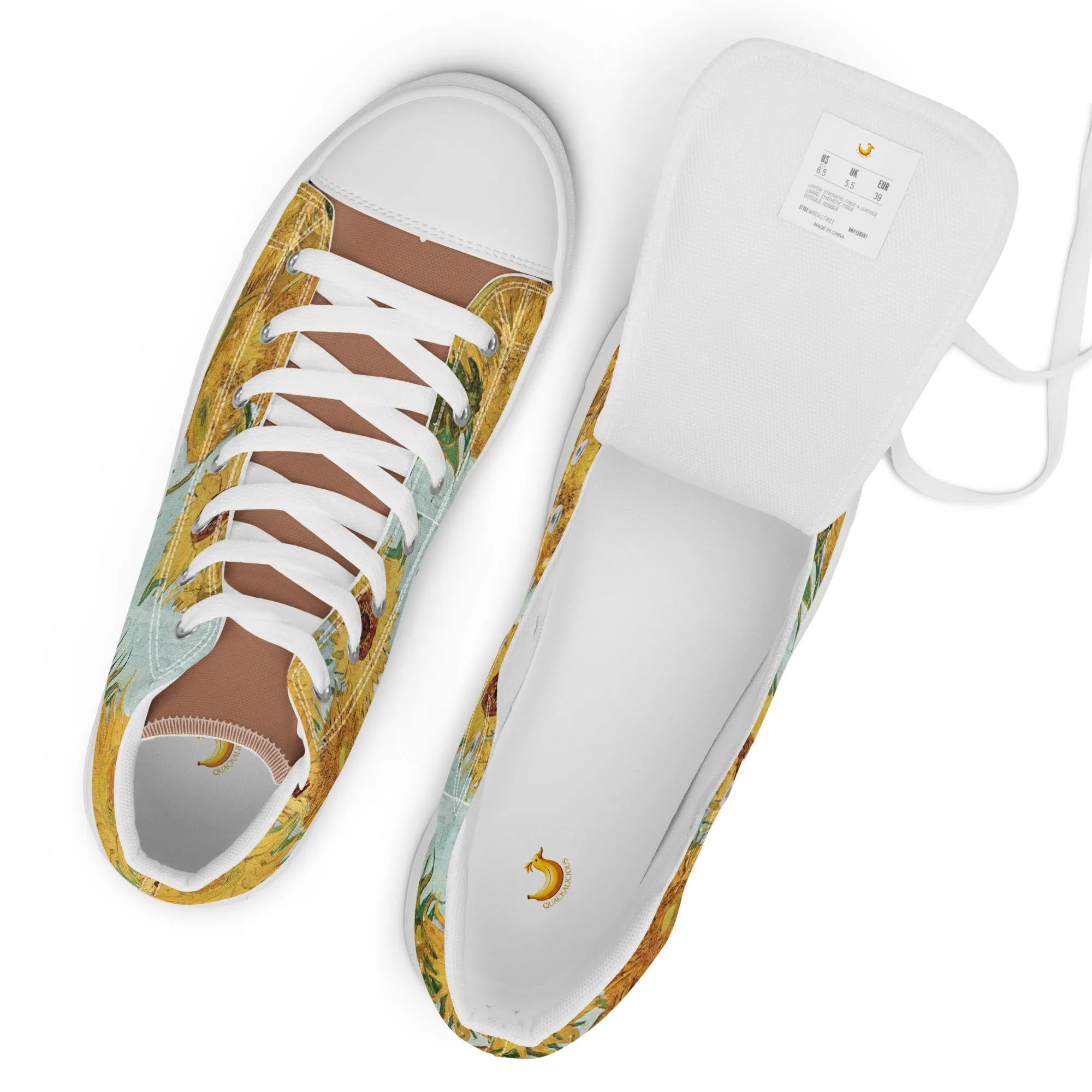 Women’s artistic Van Gogh Inspired Sunflowers high top canvas shoes