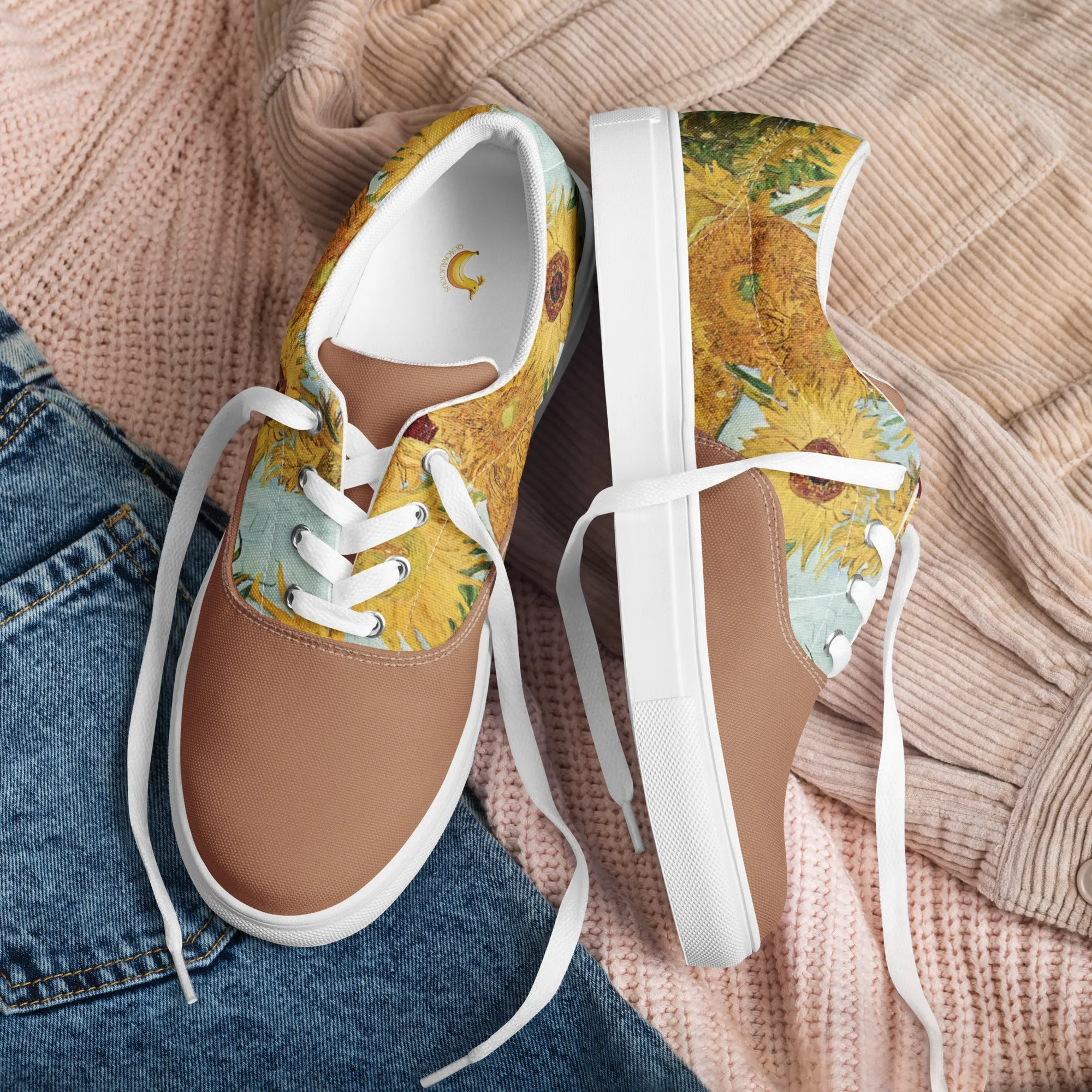 Women’s Artistic Van Gogh Inspired Sunflowers lace-up canvas shoes