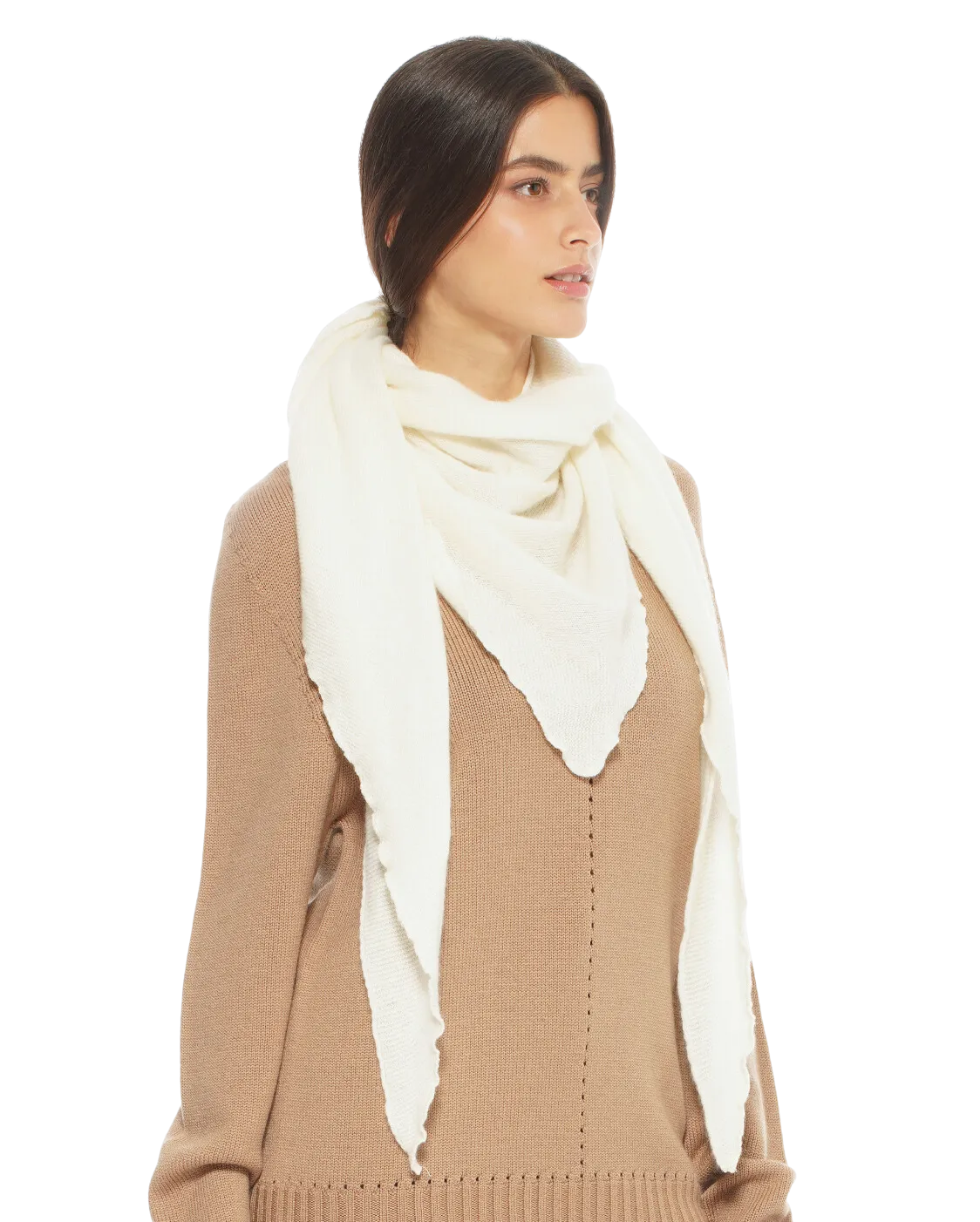 Women's Pure Cashmere Foulard Milk White
