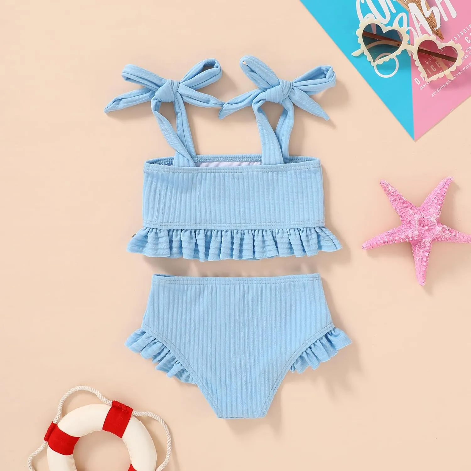YOUNGER TREE Toddler Girls Two Pieces Swimsuit Color Block Stripe Swimwear Summer Beach Bathing Suit 18M-5T
