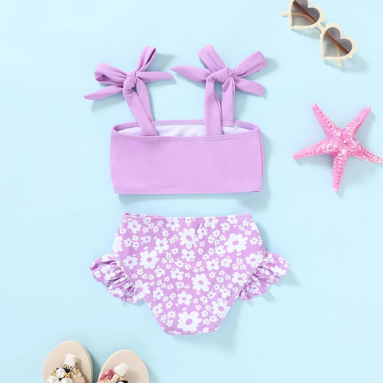 YOUNGER TREE Toddler Girls Two Pieces Swimsuit Color Block Stripe Swimwear Summer Beach Bathing Suit 18M-5T
