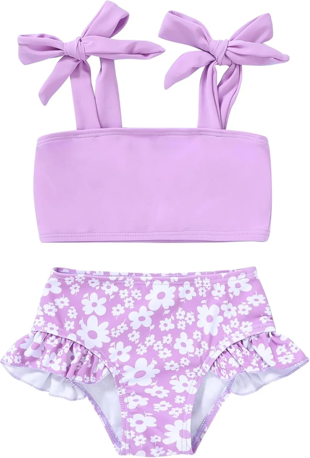 YOUNGER TREE Toddler Girls Two Pieces Swimsuit Color Block Stripe Swimwear Summer Beach Bathing Suit 18M-5T