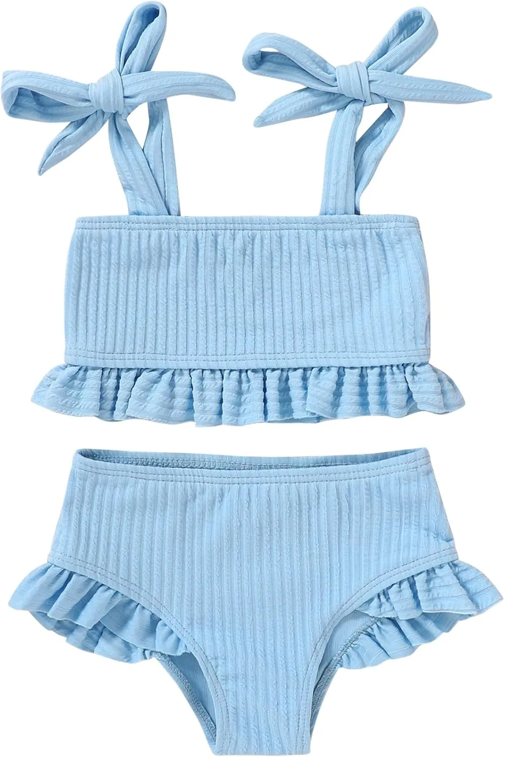 YOUNGER TREE Toddler Girls Two Pieces Swimsuit Color Block Stripe Swimwear Summer Beach Bathing Suit 18M-5T
